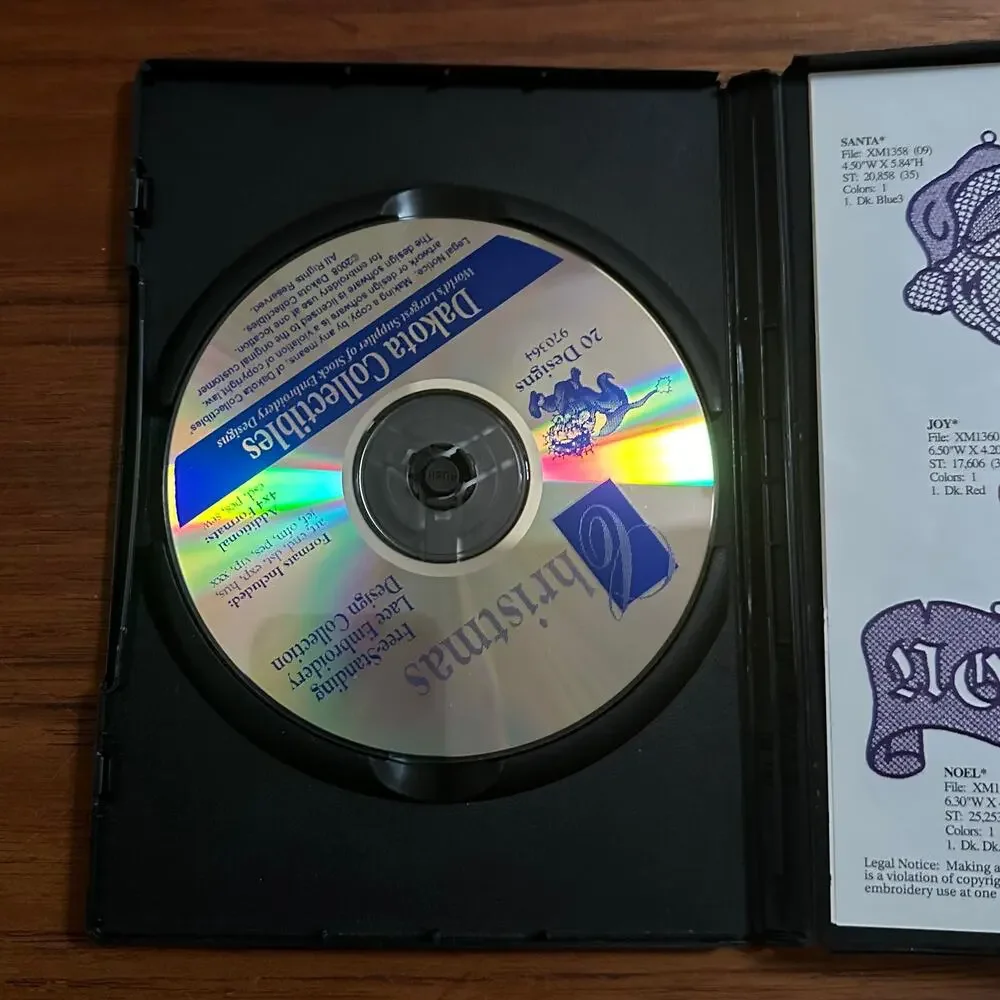 Dakota Designs Free-Standing Lace Christmas Embroidery Collection CD